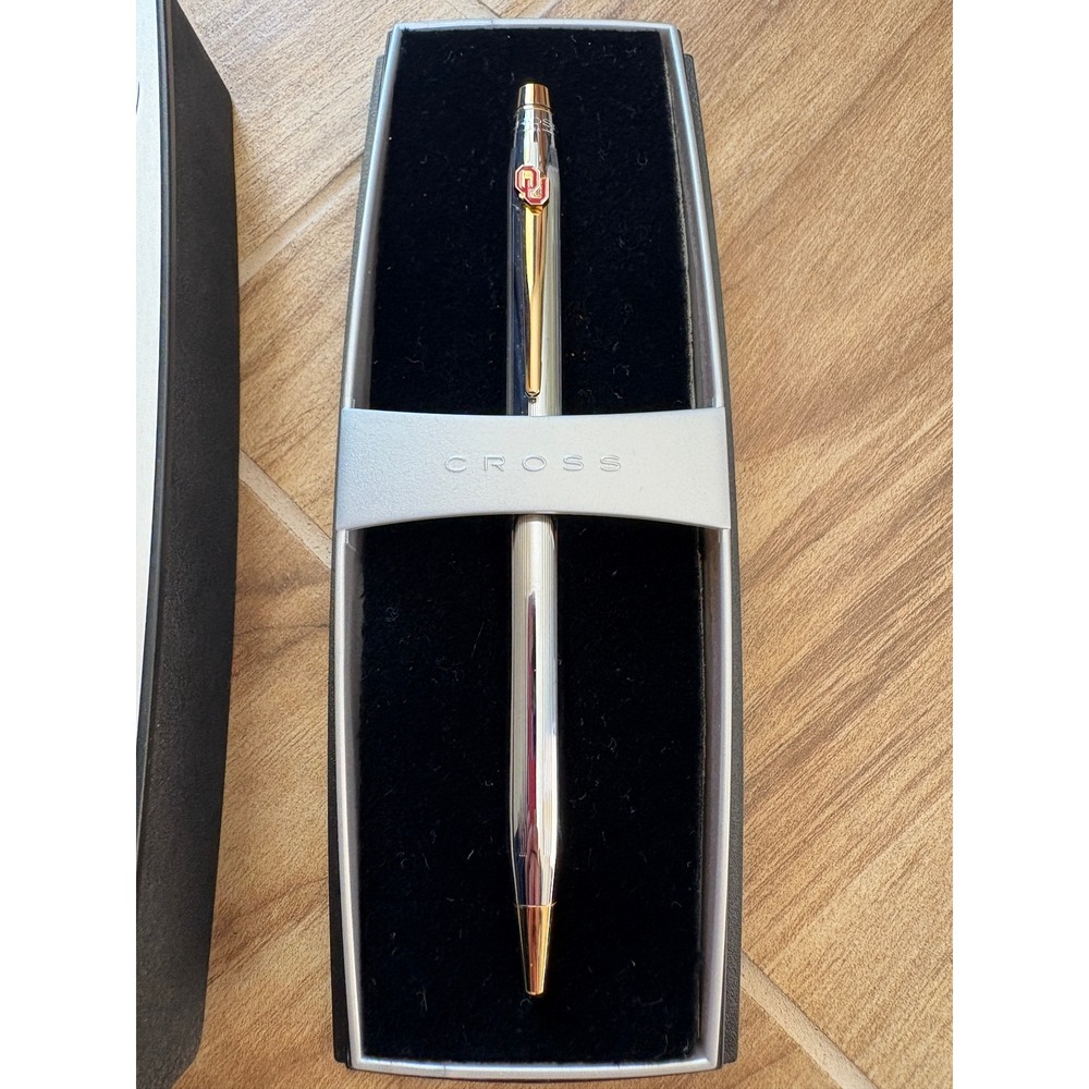 Cross Oklahoma Sooners OU Logo Chrome Gold Ballpoint Pen OS NCAA Gift